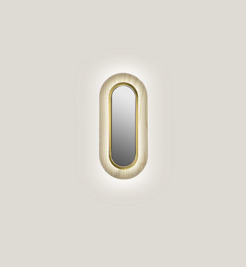 LZF Lens Oval Wandleuchte – Furnier Elfenbeinweiß, Gold