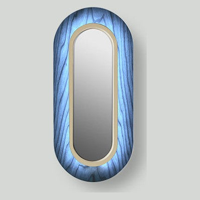 LZF Lens Oval Wandleuchte – Furnier Blau, Elfenbein