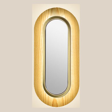 LZF Lens Oval Wandleuchte – Furnier Buche natur, Gold