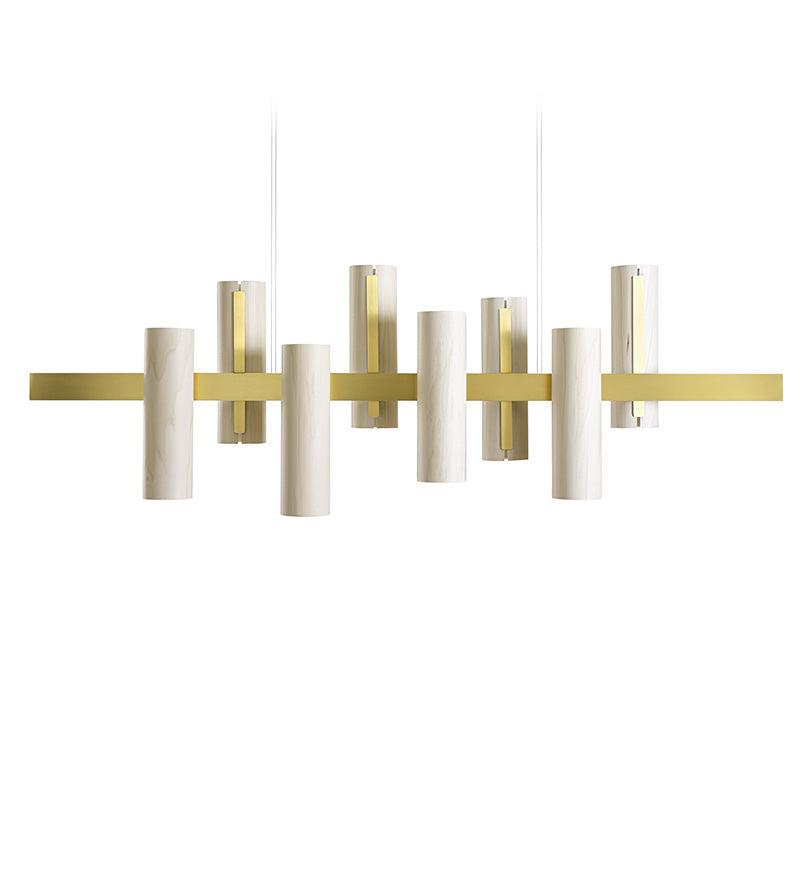 LZF Black Note Keys Pendelleuchte – Furnier Elfenbeinweiß, Gold