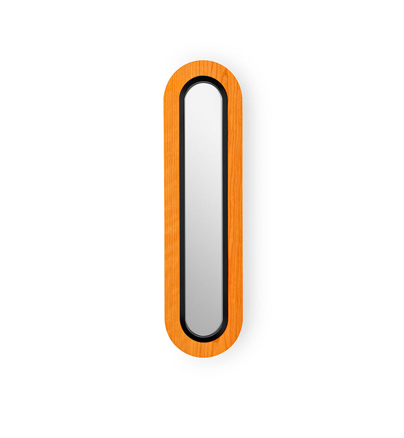 LZF Lens Super Oval Wandleuchte – Furnier Orange, Schwarz