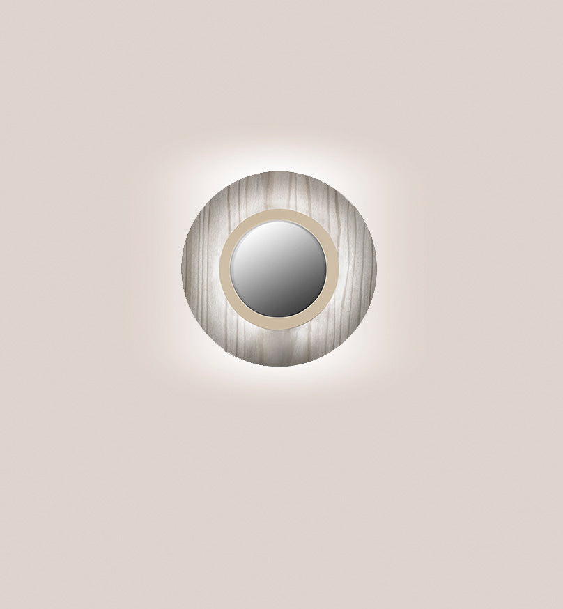 LZF Lens Circular Wandleuchte – Furnier Grau, Elfenbein