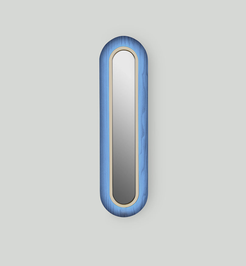 LZF Lens Super Oval Wandleuchte – Furnier Blau, Elfenbein