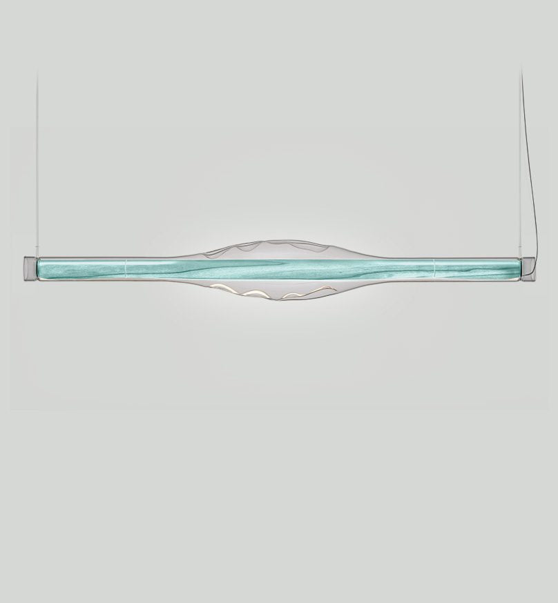 LZF Dune Horizontal Pendelleuchte – Furnier Meeresblau