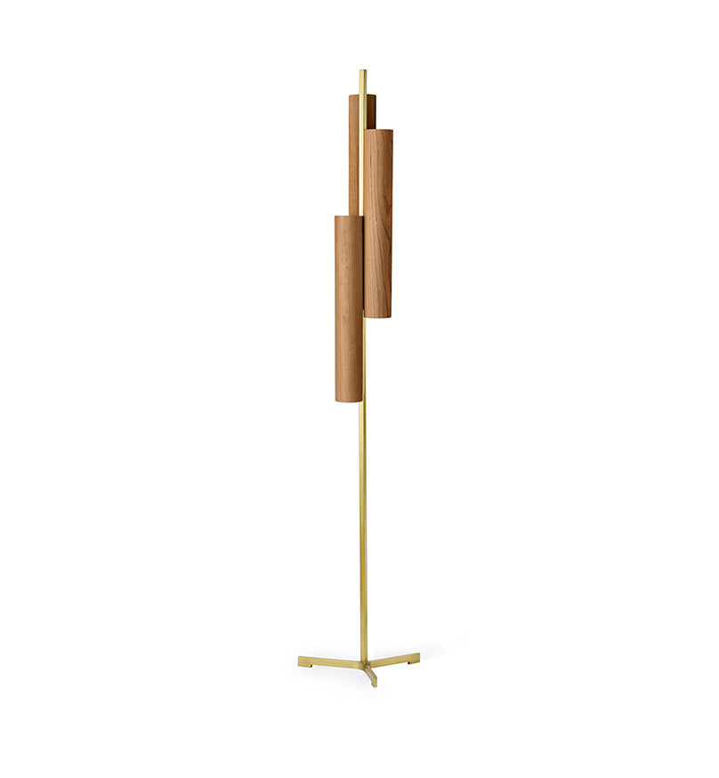 LZF Black Note Triplet Stehleuchte – Furnier Kirsche natur, Gold