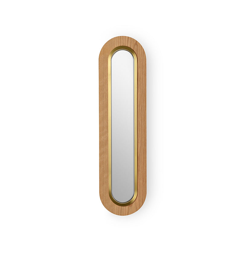 LZF Lens Super Oval Wandleuchte – Furnier Kirsche natur, Gold