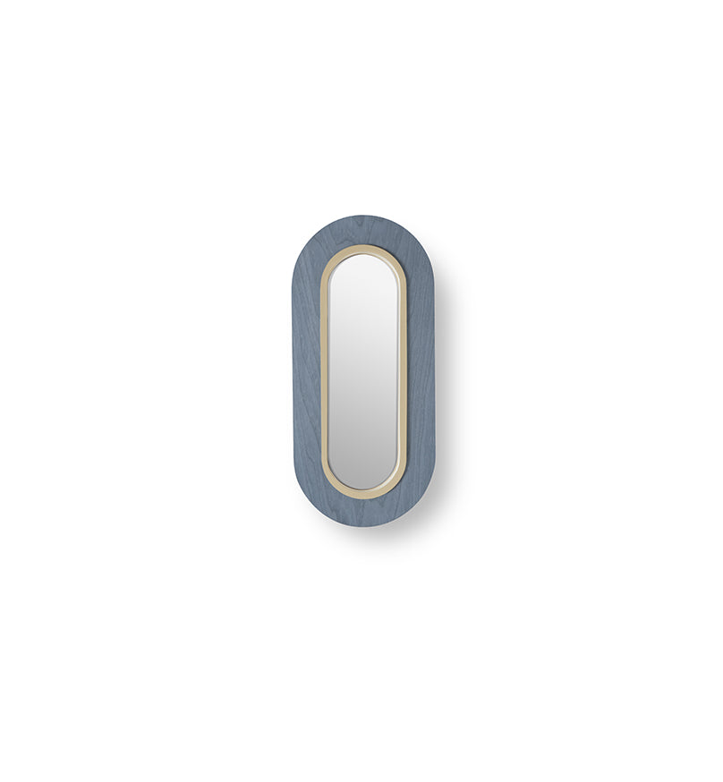 LZF Lens Oval Wandleuchte – Furnier Blau, Elfenbein