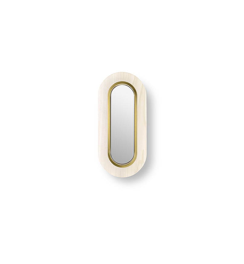 LZF Lens Oval Wandleuchte – Furnier Elfenbeinweiß, Gold
