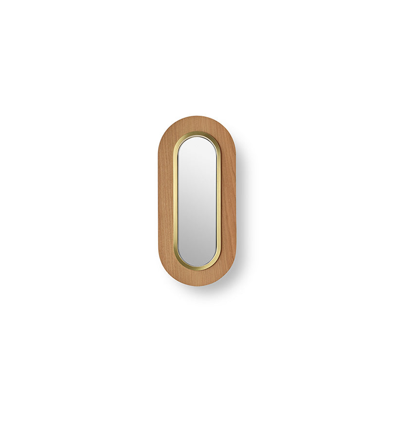 LZF Lens Oval Wandleuchte – Furnier Kirsche natur, Gold