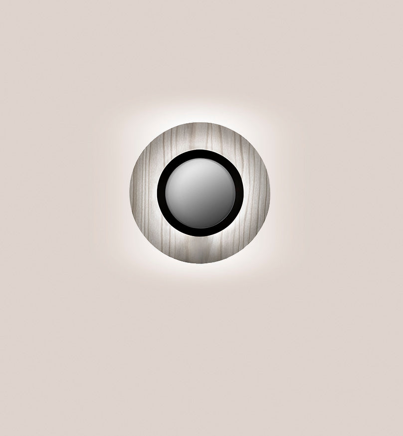 LZF Lens Circular Wandleuchte – Furnier Grau, Schwarz
