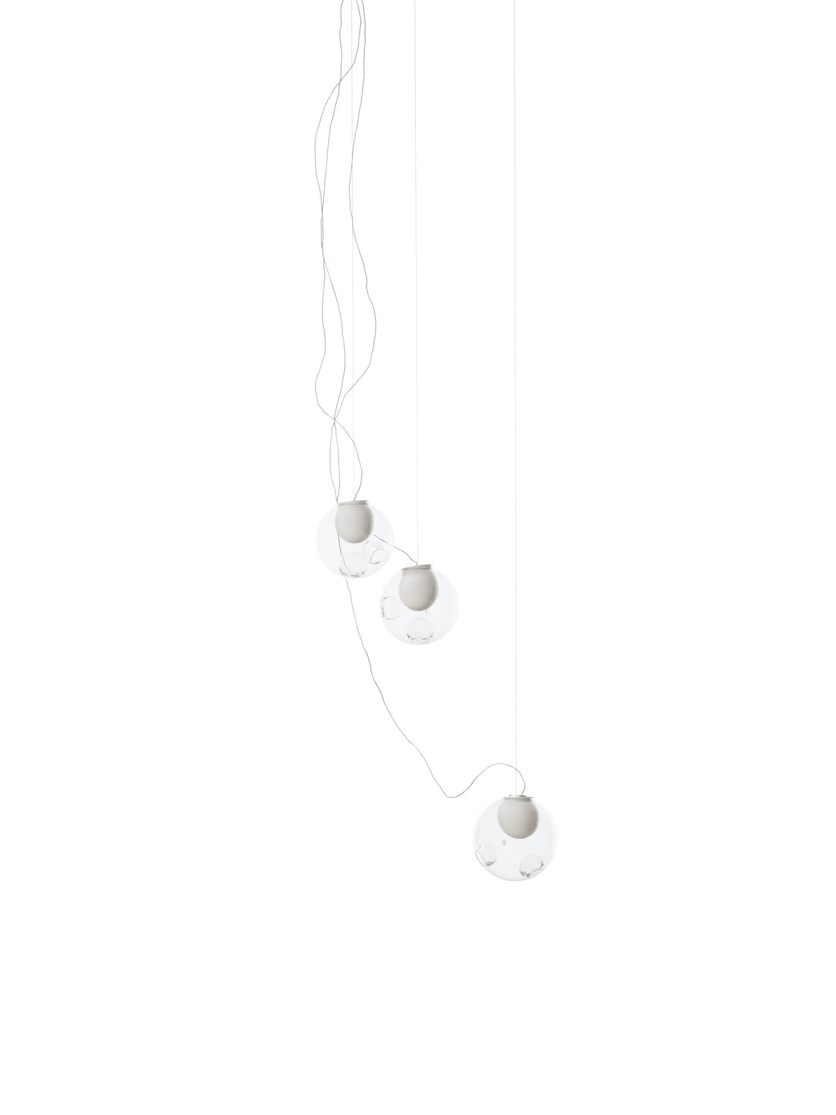 Bocci 28 Sculptural Cable Pendelleuchte – 28.3 – 3 Pendel, Ø152 mm Baldachin rund, klar, 2700 K
