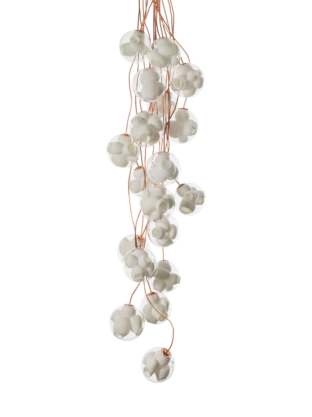 Bocci 38V Copper Suspension Pendelleuchte – 38.19Vc – feste Länge, 19 Pendel, Ø501 mm Baldachin rund, 2700 K
