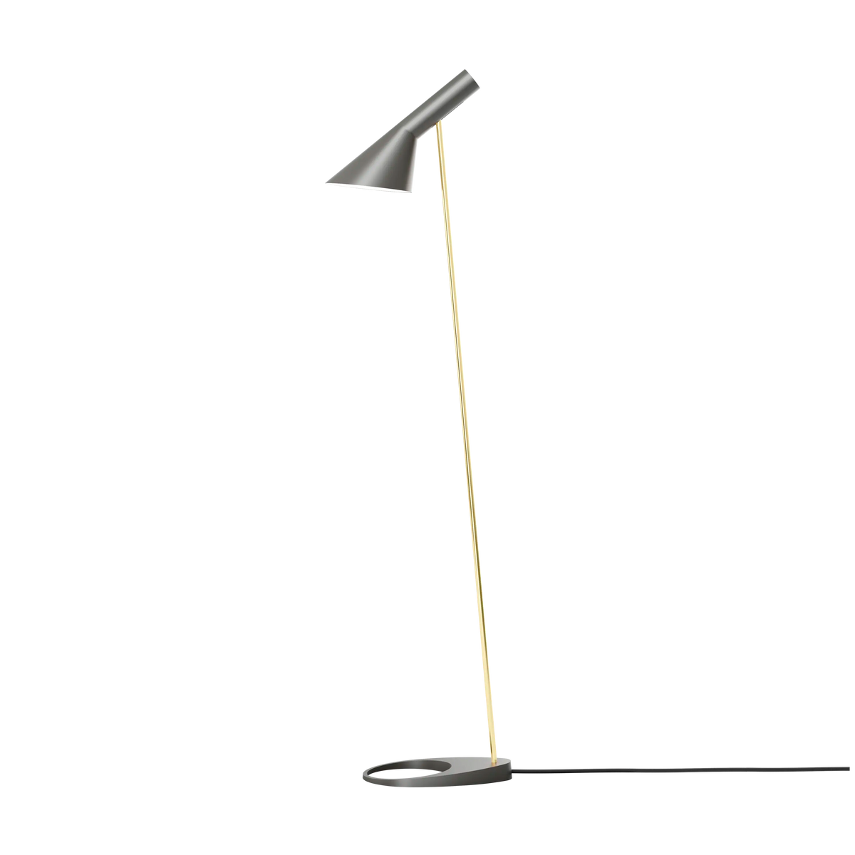 Louis Poulsen AJ Stehleuchte – Brass/warm grey, 1xE27 · Schwarz Textilkabel