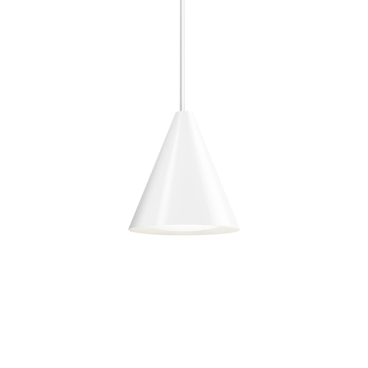 Louis Poulsen Keglen Pendelleuchte – Weiß, Ø 250, LED 3000K 8W · Weiß Textilkabel mit Stahlseil