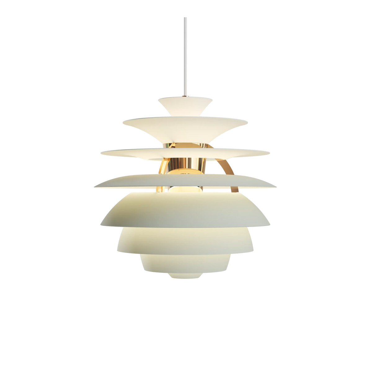 Louis Poulsen PH Snowball Pendelleuchte – Dusty green/brass metallised, 1x70W E27