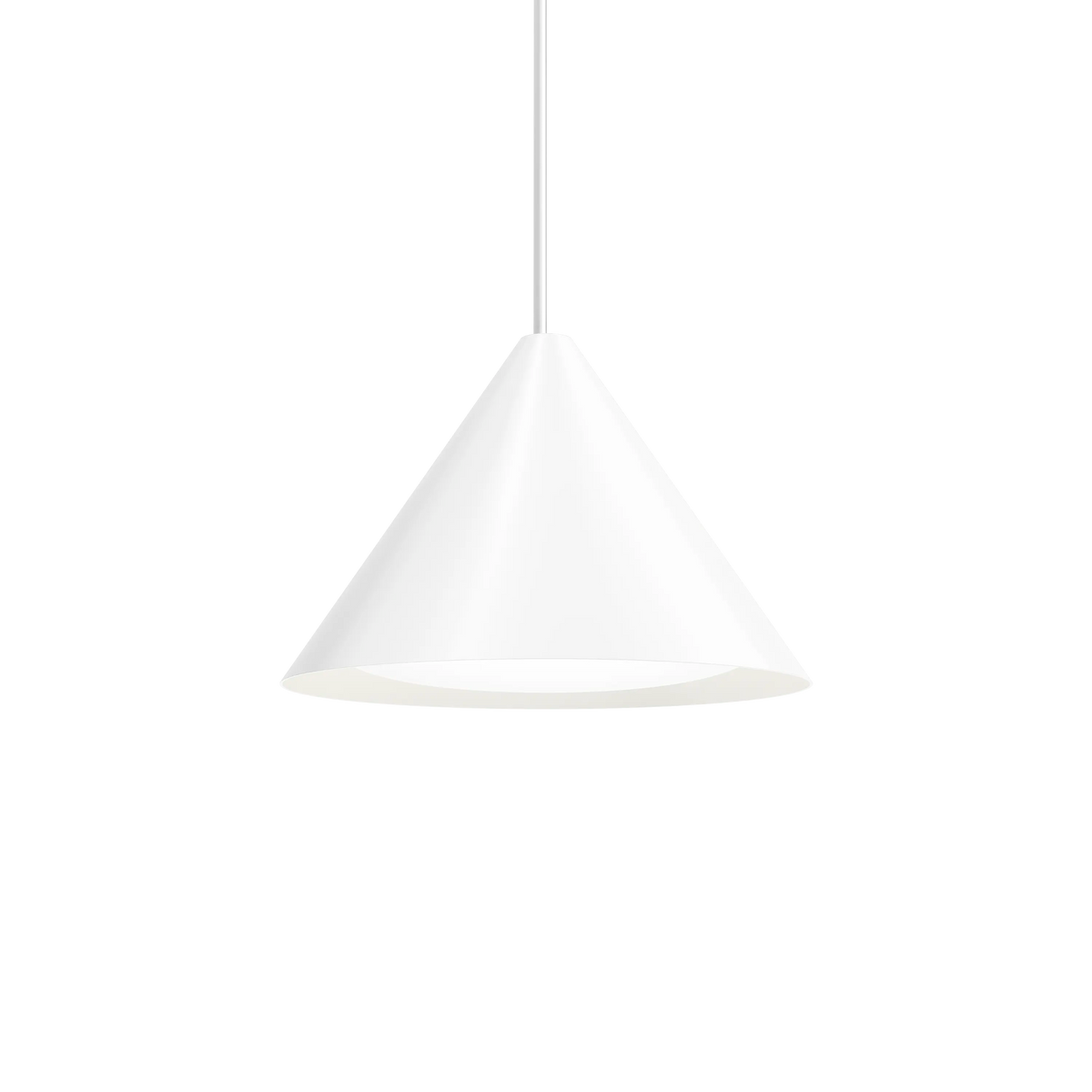 Louis Poulsen Keglen Pendelleuchte – Weiß, Ø 400, LED 3000K 21W · Weiß Textilkabel mit Stahlseil