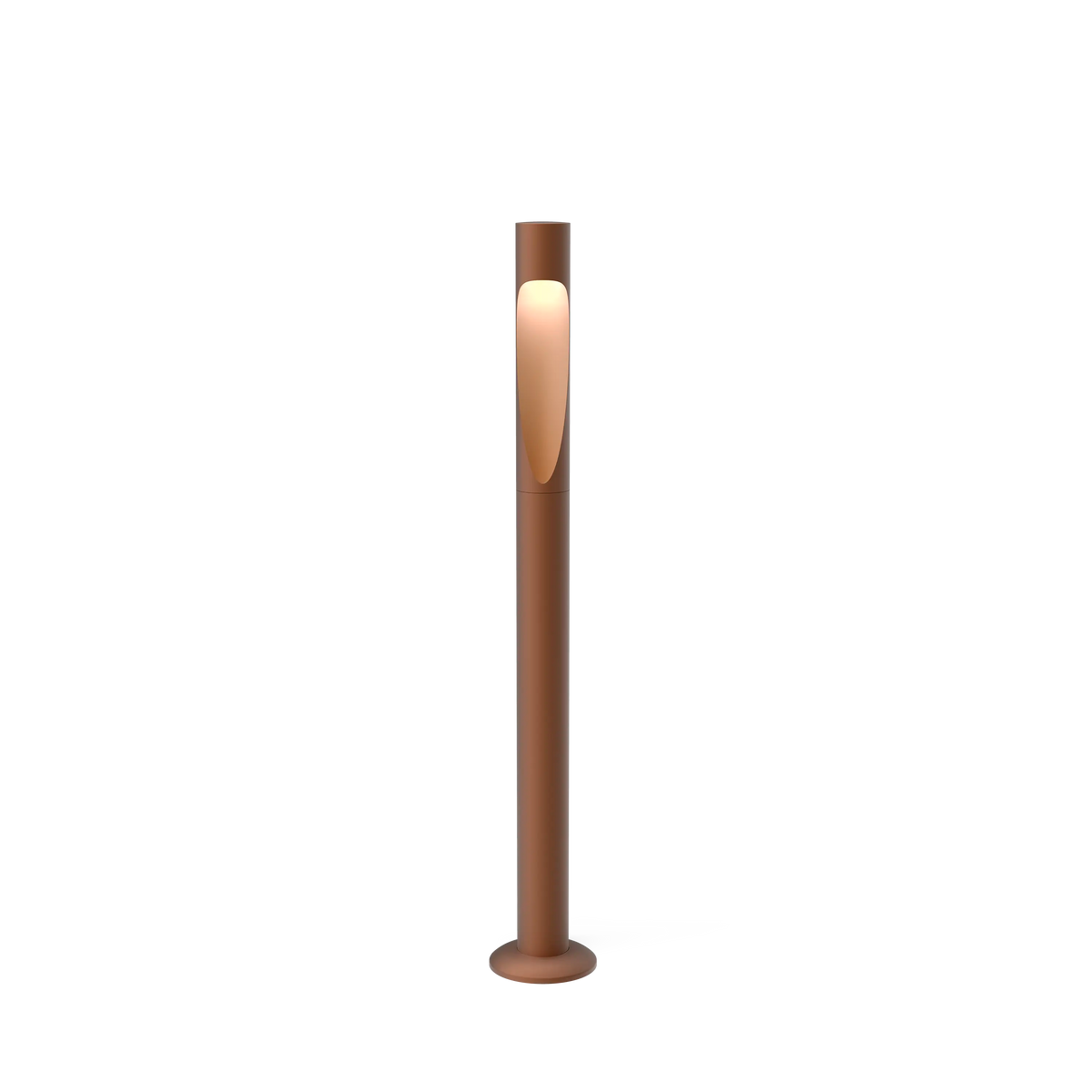 Louis Poulsen Flindt Garden Pollerleuchte – Cortenfarben, LANG, LED 3000K 6.5W · Fußplatte o/adapter