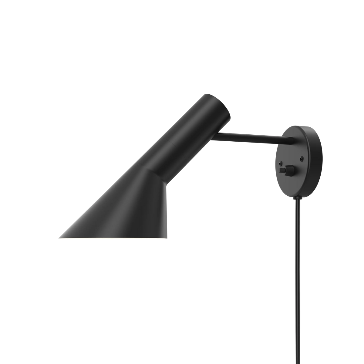 Louis Poulsen AJ Wandleuchte – Schwarz, 1x20W E14 · mit Kabel · mit Schalter