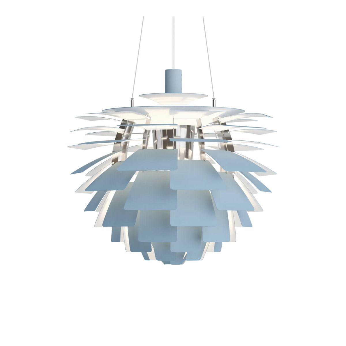 Louis Poulsen PH Artichoke Ø 600 Pendelleuchte – Dusty blue/high lustre chrome plated, 1x100W E27