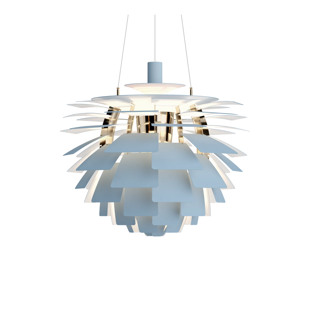 Louis Poulsen PH Artichoke Ø 600 Pendelleuchte – Dusty blue/brass metallised, 1x100W E27