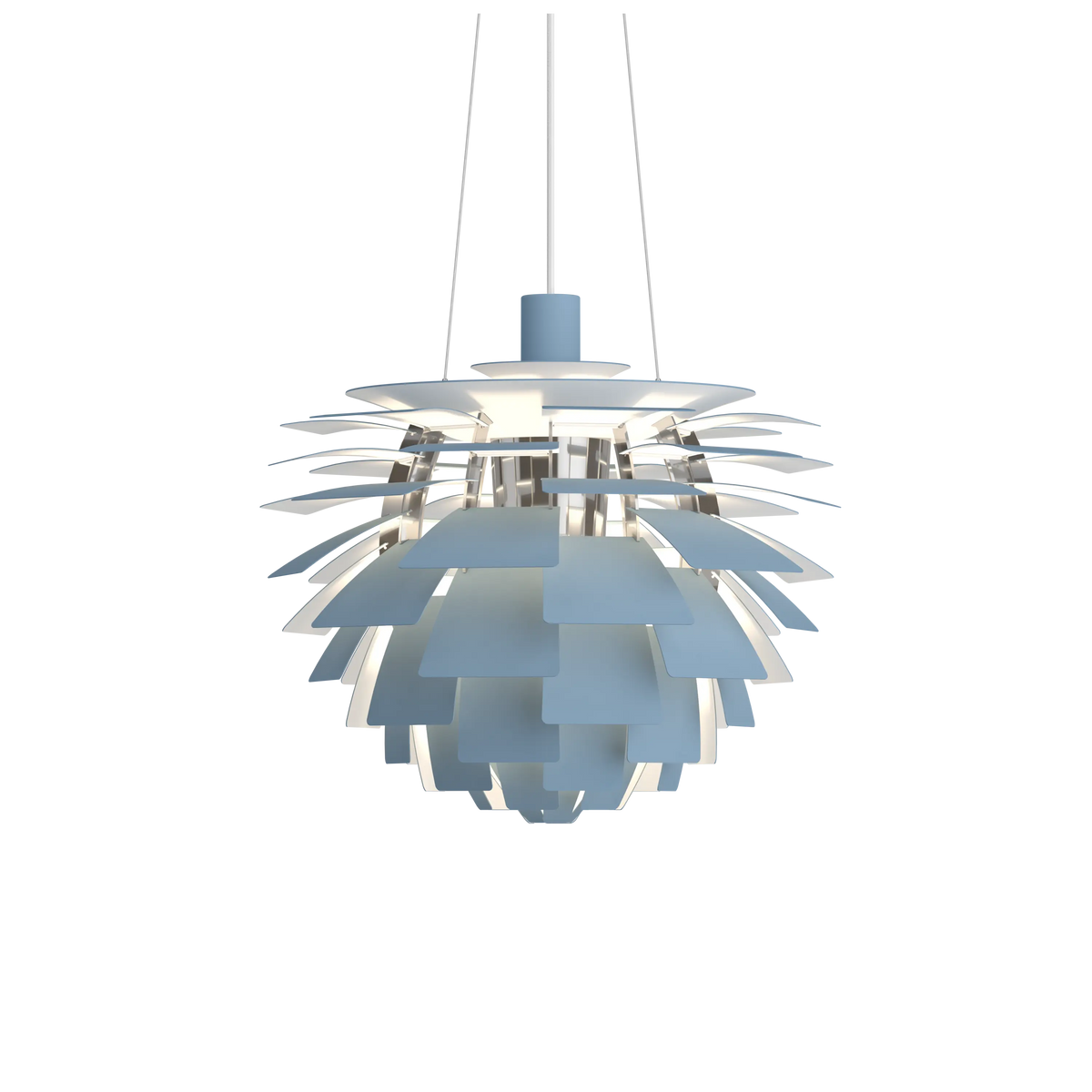 Louis Poulsen PH Artichoke Ø 480 Pendelleuchte – Dusty blue/high lustre chrome plated, 1x100W E27