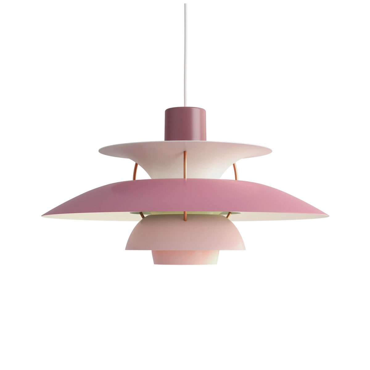 Louis Poulsen PH 5 Pendelleuchte – Hues of rose, Ø 500, 1x75W E27 · Weiß Textilkabel