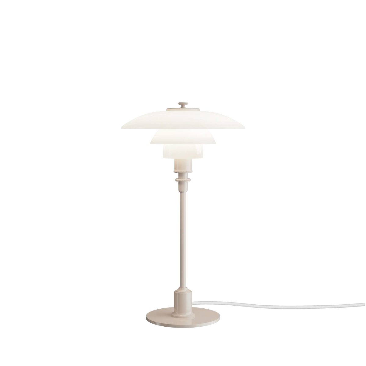 Louis Poulsen PH 2/1 Tischleuchte – Glänzend Beige, 1xG9 · Weiß schnur · mit Schalter