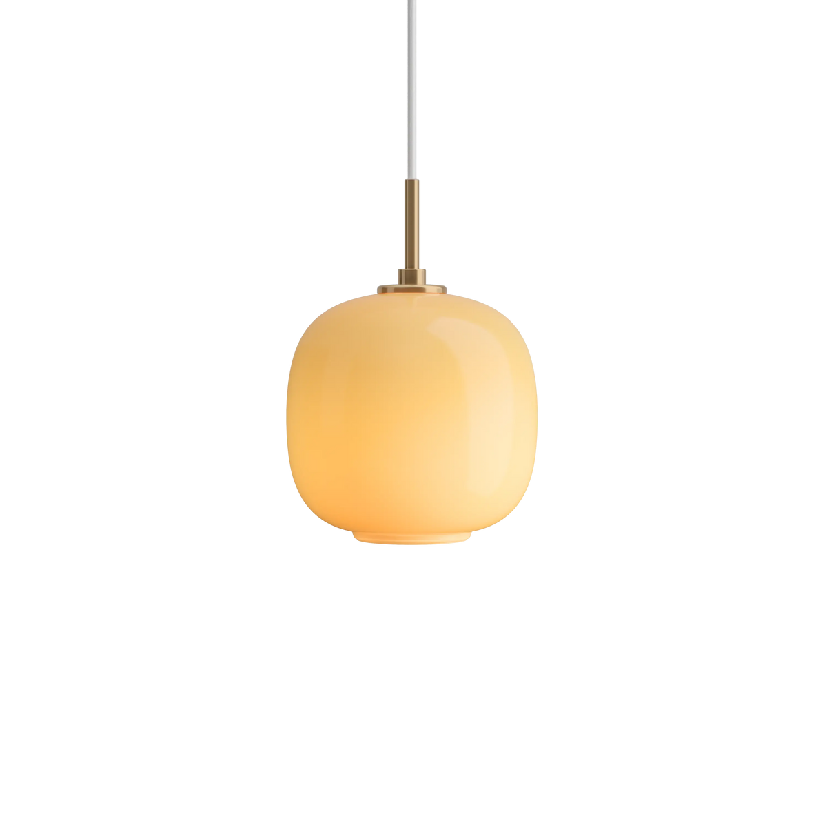 Louis Poulsen VL 45 Radiohus Pendelleuchte – Messing/glänzend Bernstein Glas, Ø 175, 1x20W E14
