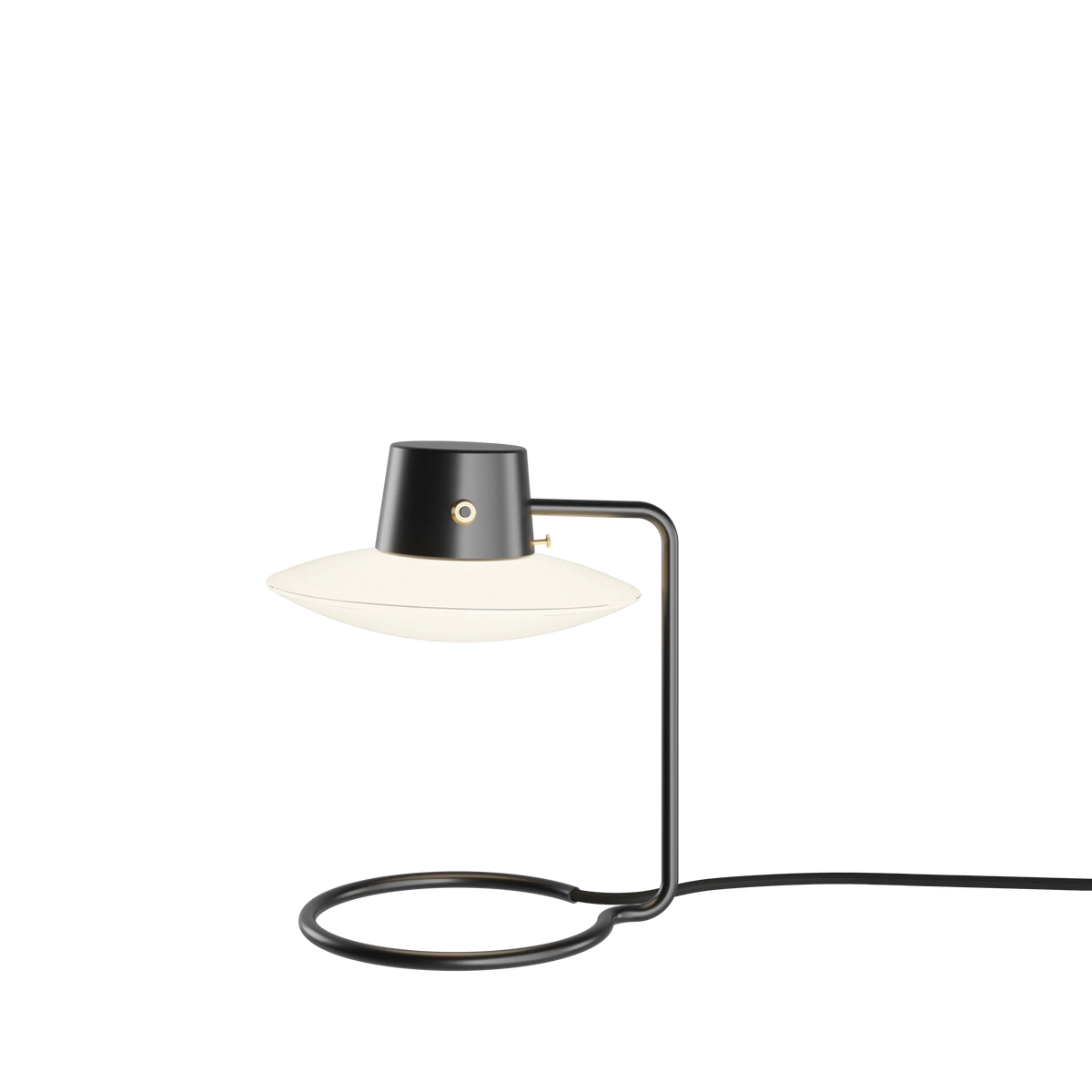 Louis Poulsen AJ Oxford Tischleuchte – Opal, 280 mm, Schwarz schnur · Leuchtenfuß · GLAS OPAL