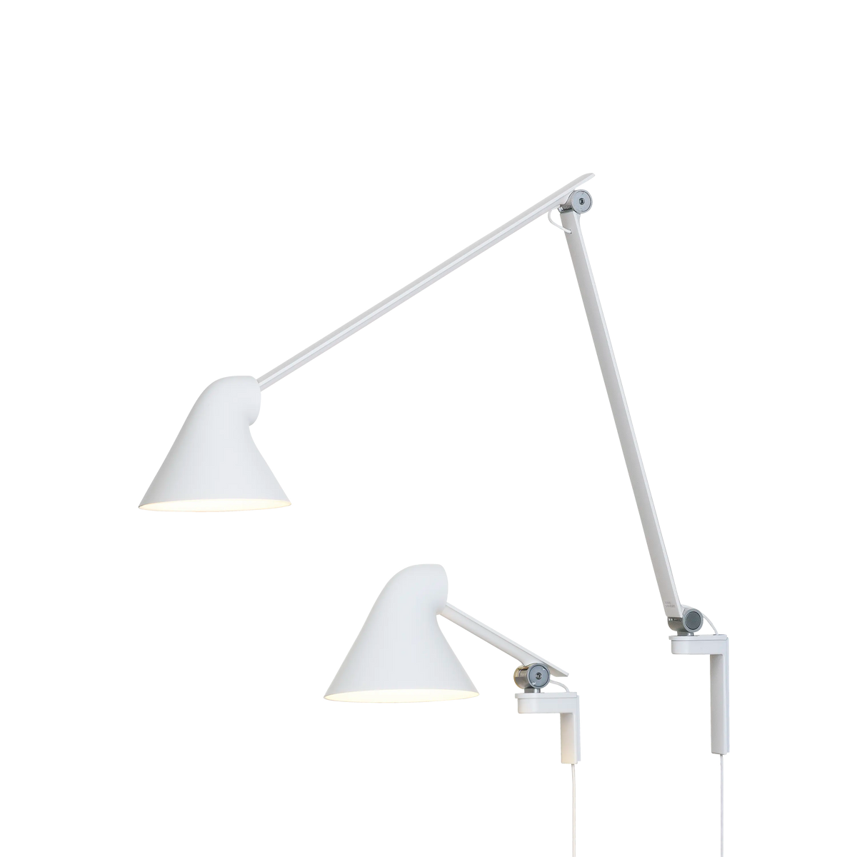 Louis Poulsen NJP Wandleuchte – Weiß, LED 3000K 10W · mit Kabel · Kurzer arm