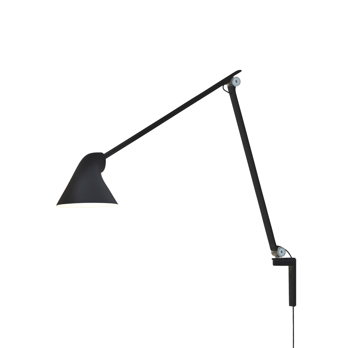 Louis Poulsen NJP Wandleuchte – Schwarz, LED 2700K 10W · mit Kabel · Langer arm