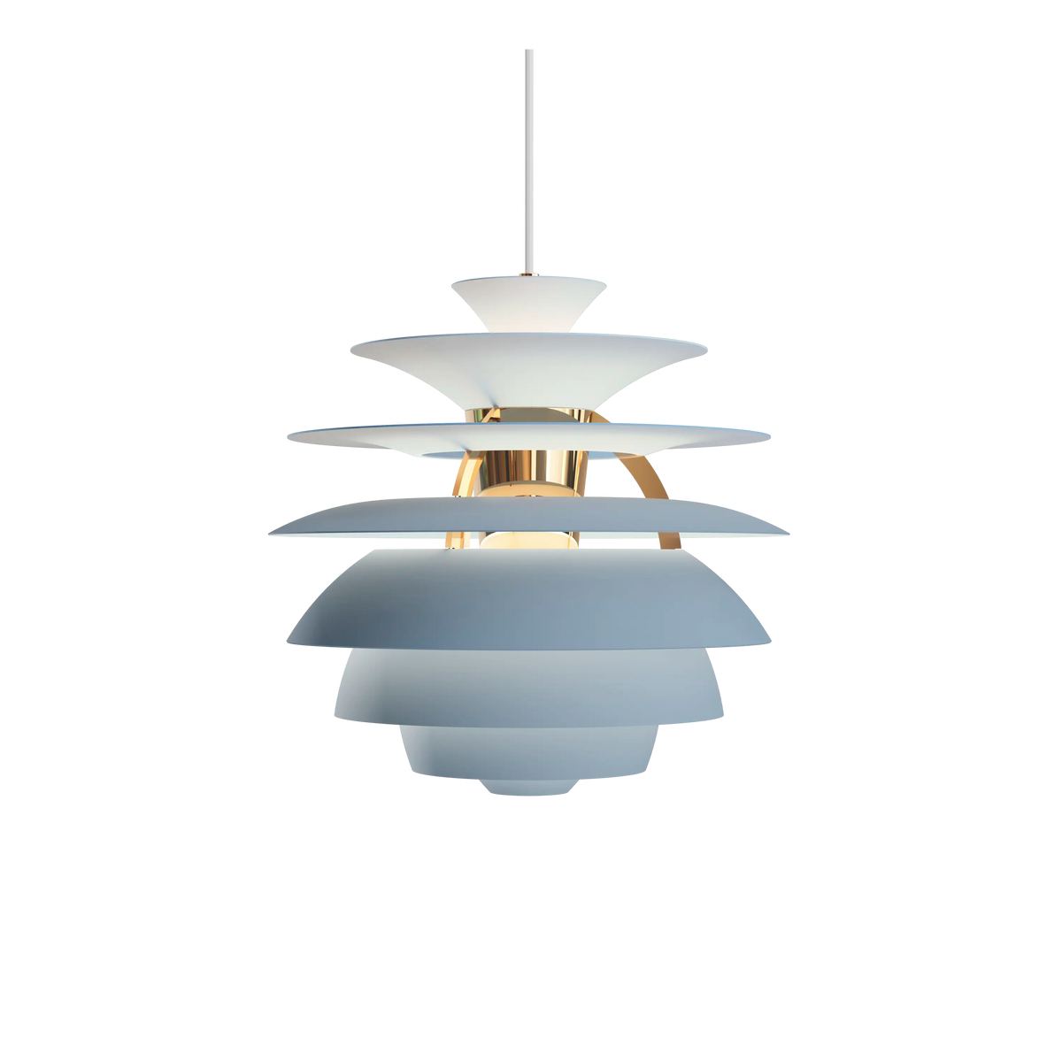 Louis Poulsen PH Snowball Pendelleuchte – Dusty blue/brass metallised, 1x70W E27