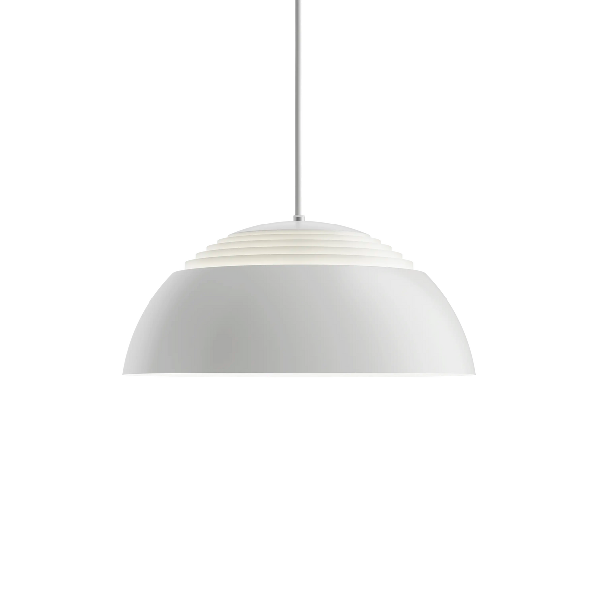 Louis Poulsen AJ Royal Pendelleuchte – Weiß, Ø 370, LED 2700K 16W · Weiß Textilkabel