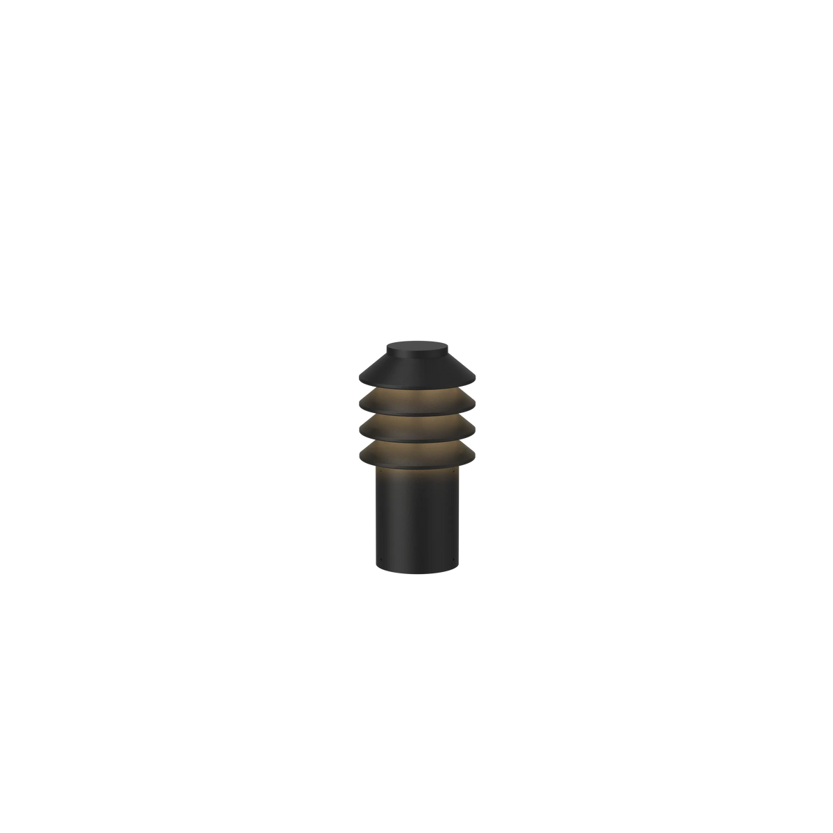 Louis Poulsen Bysted Garden Pollerleuchte – Black texture, KURZ, LED 3000K 14W · mit Kabel · Erdspieß o/adapter m/connector