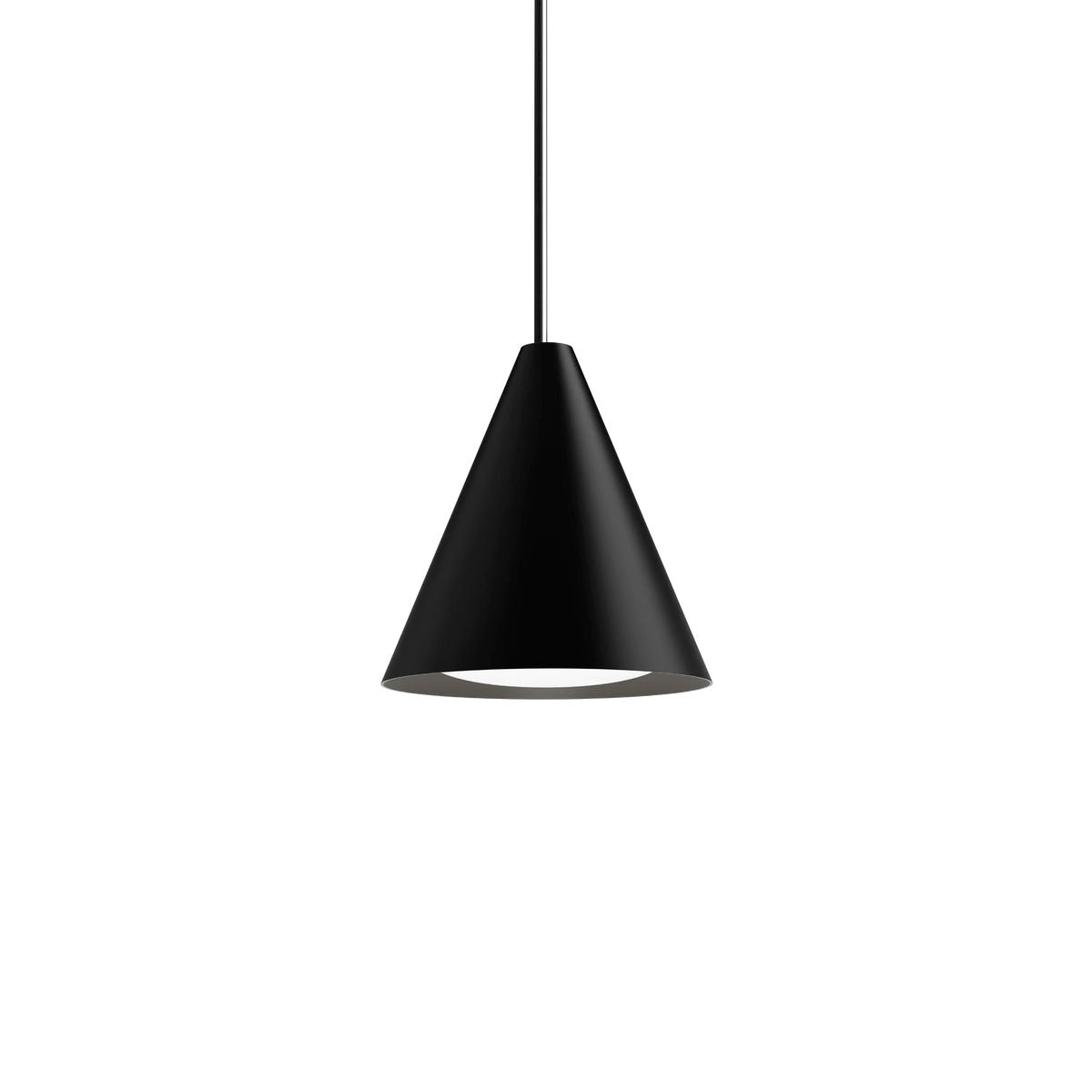 Louis Poulsen Keglen Pendelleuchte – Schwarz, Ø 250, LED 3000K 8W · Schwarz Textilkabel mit Stahlseil