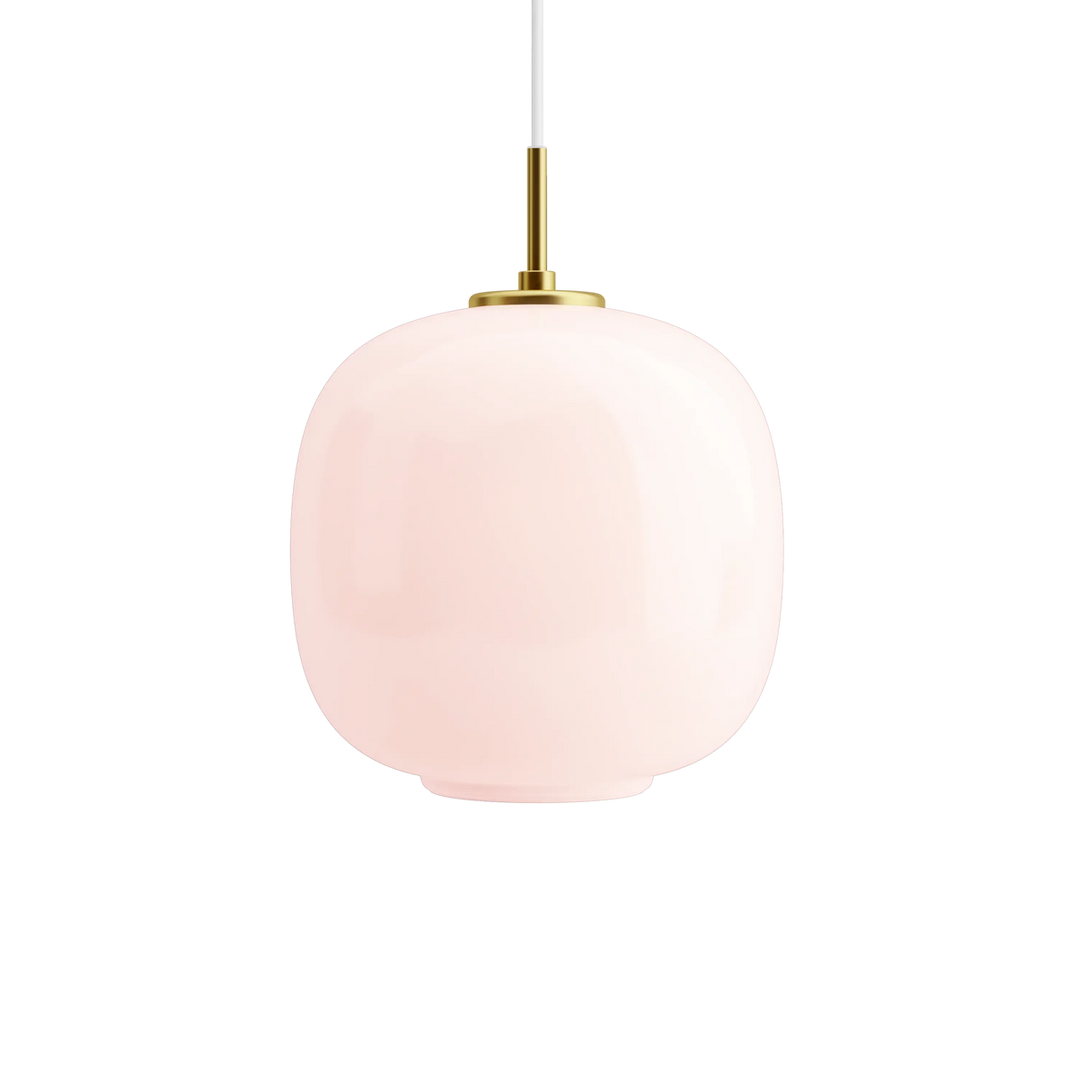 Louis Poulsen VL 45 Radiohus Pendelleuchte – Brass/glossy pale rose glass, Ø 250, 1x100W E27