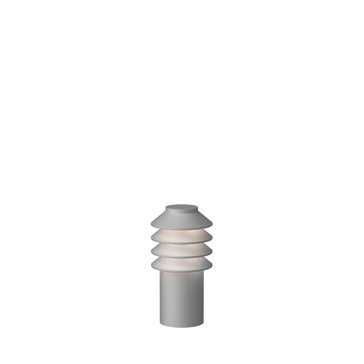 Louis Poulsen Bysted Garden Pollerleuchte – Aluminiumfarben struktur, KURZ, LED 4000K 14W · Fußplatte o/adapter