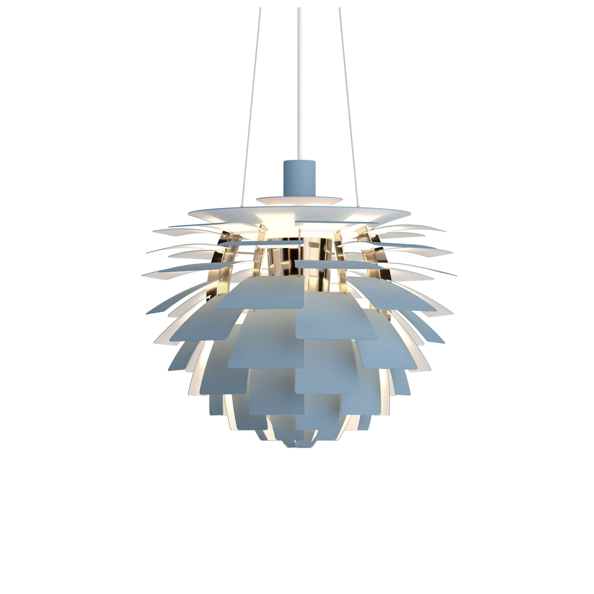 Louis Poulsen PH Artichoke Ø 480 Pendelleuchte – Dusty blue/brass metallised, 1x100W E27
