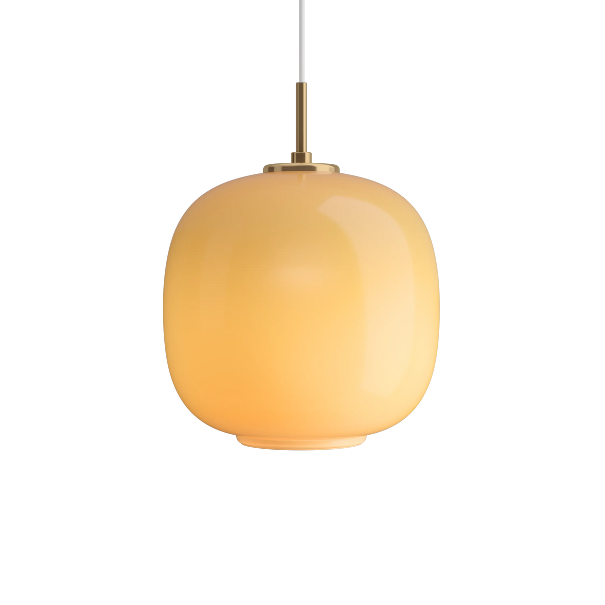 Louis Poulsen VL 45 Radiohus Pendelleuchte – Messing/glänzend Bernstein Glas, Ø 250, 1x100W E27