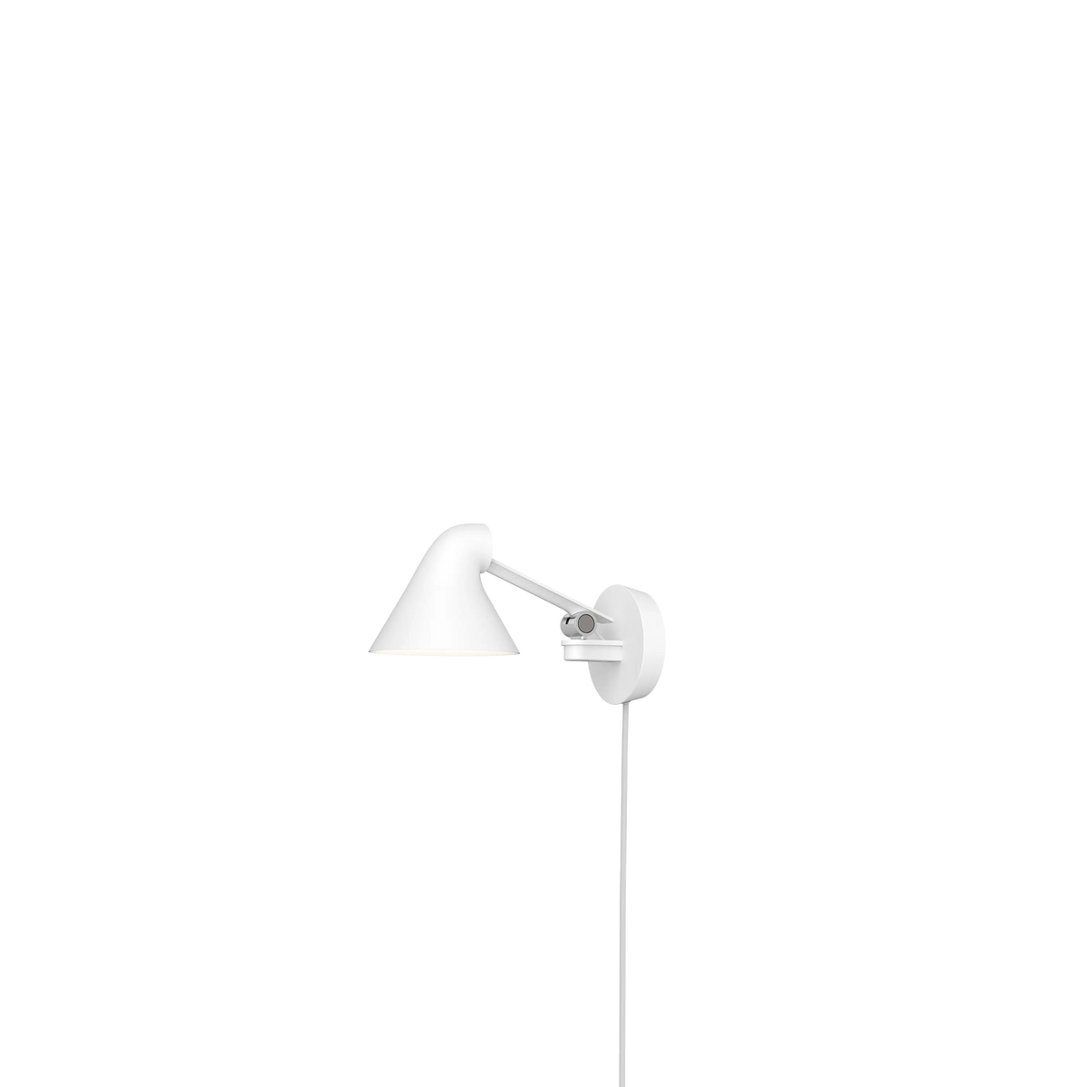 Louis Poulsen NJP Wandleuchte – Weiß, LED 3000K 10W · Wall box mit schnur · Kurzer arm