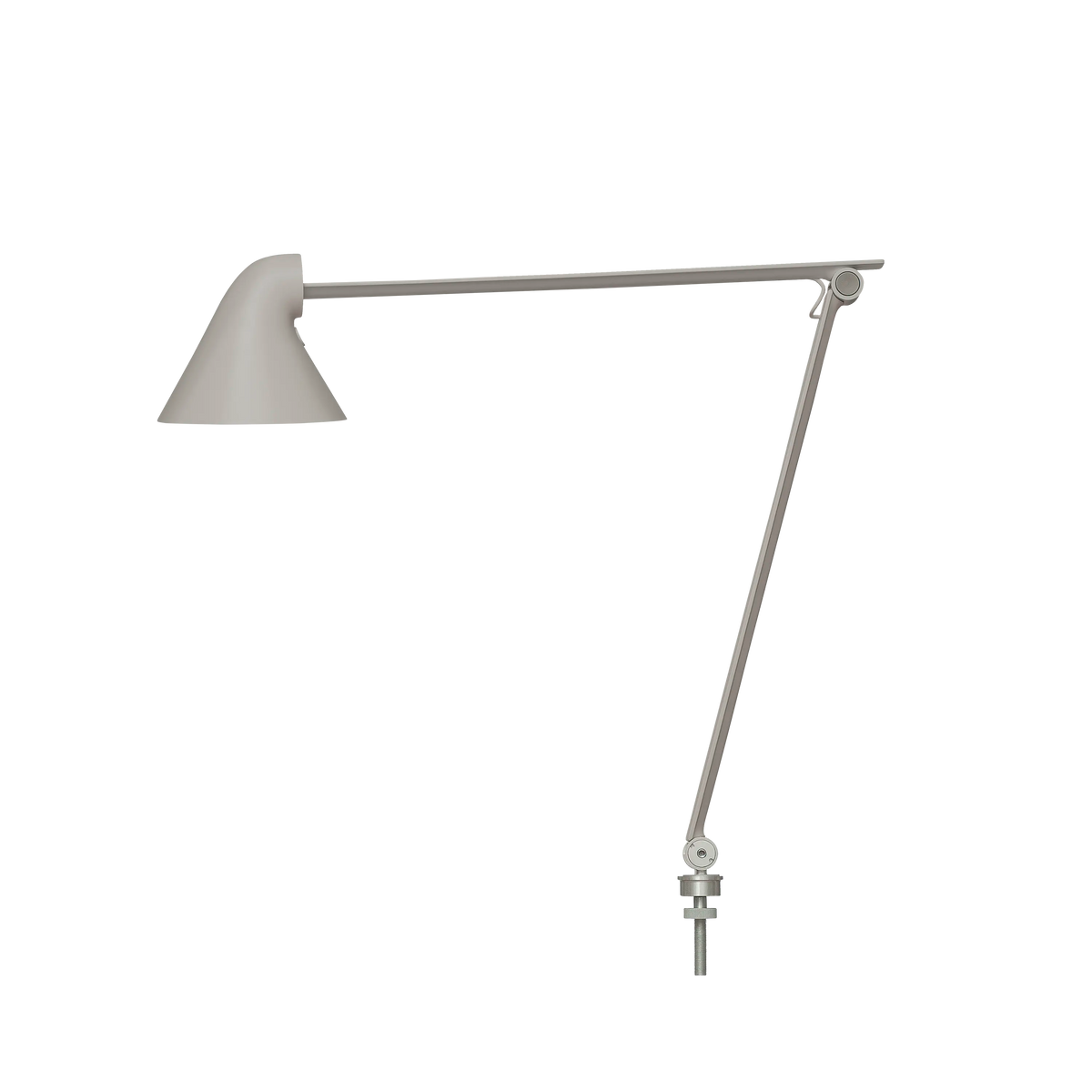 Louis Poulsen NJP Tischleuchte – Light aluminium grey, LED 3000K 10W · Schwarz schnur · Pin ø10