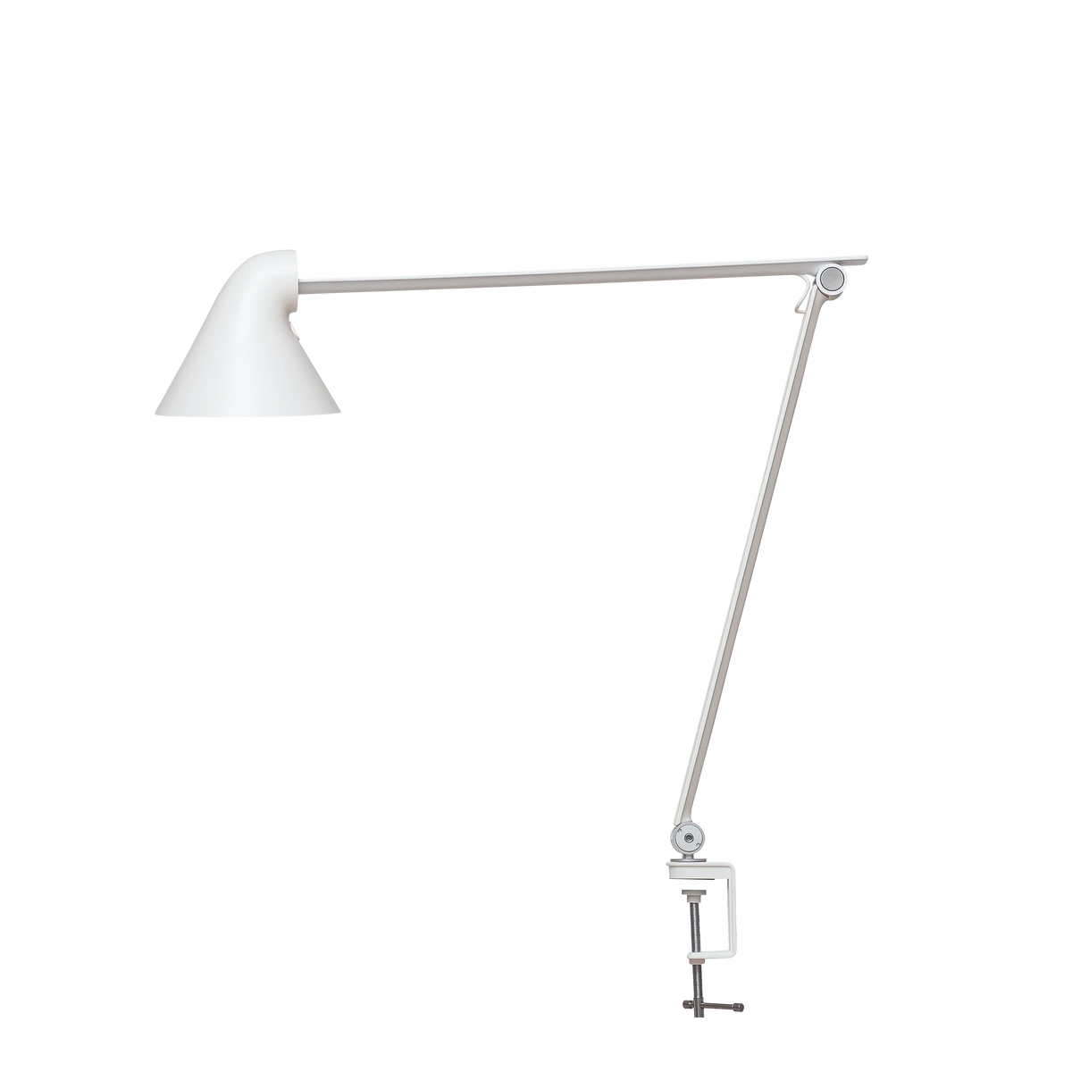 Louis Poulsen NJP Tischleuchte – Weiß, LED 2700K 10W · Weiß schnur · Tischklemme