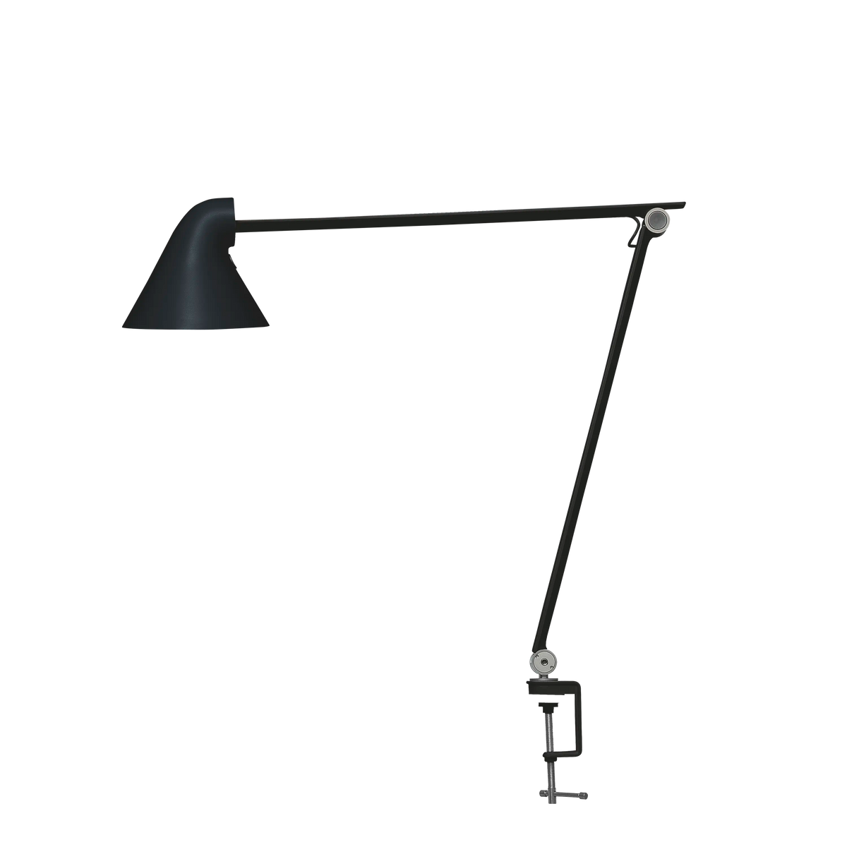 Louis Poulsen NJP Tischleuchte – Schwarz, LED 2700K 10W · Schwarz schnur · Tischklemme