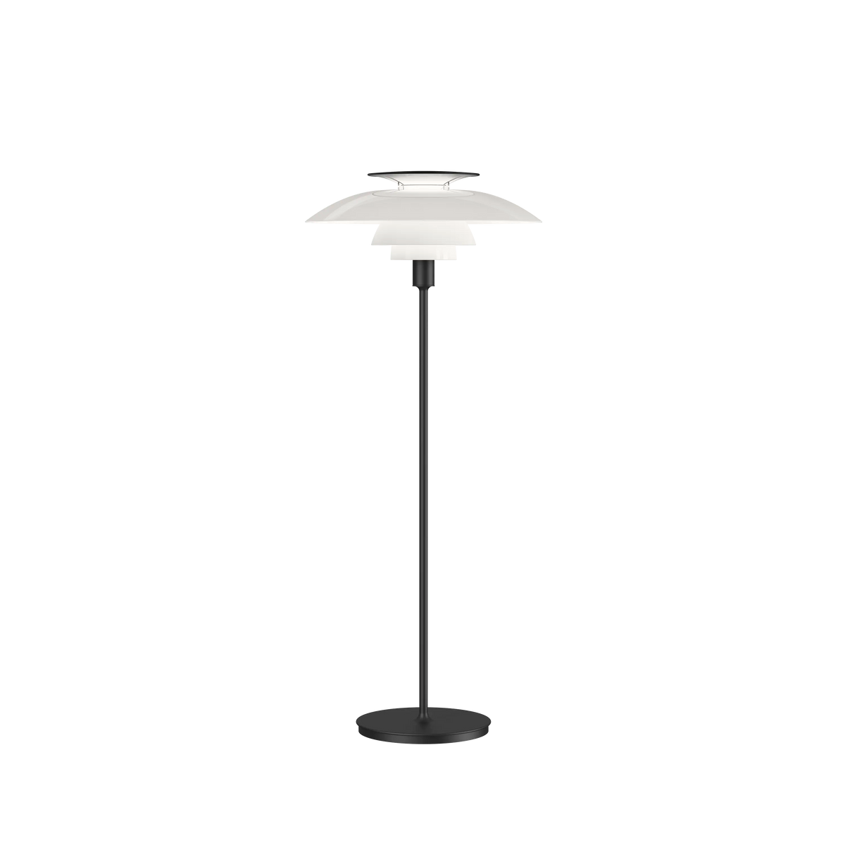 Louis Poulsen PH 80 Stehleuchte – Opal Weiß/Schwarz, 1x70W E27 · Schwarz schnur · mit Schalter
