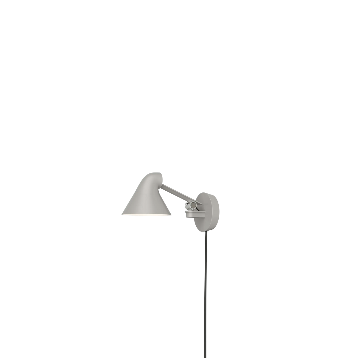Louis Poulsen NJP Wandleuchte – Light aluminium grey, LED 3000K 10W · Wall box mit schnur · Kurzer arm