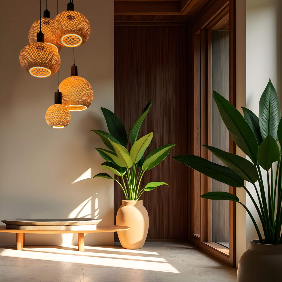 SEGULA LED Floating Bamboo Globe 180 – E27, 5 W, 2.200 K, dimmbar