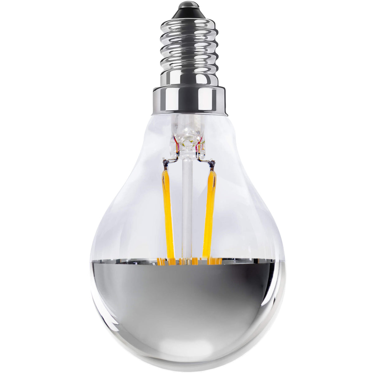 SEGULA LED Tropfenlampe Spiegelkopf silber – E14, 2,5 W, 2.700 K, dimmbar – Hauptbild