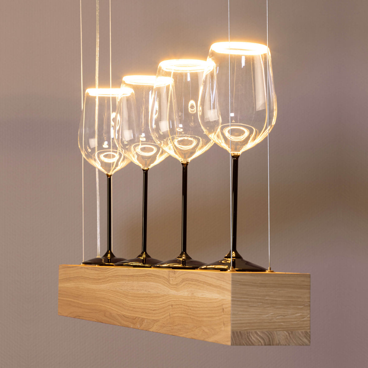 SEGULA Hängeleuchte VINO oiled oak wood – E27, 4x E27, 1m Kunststoffkabel transparent – Produktansicht 1