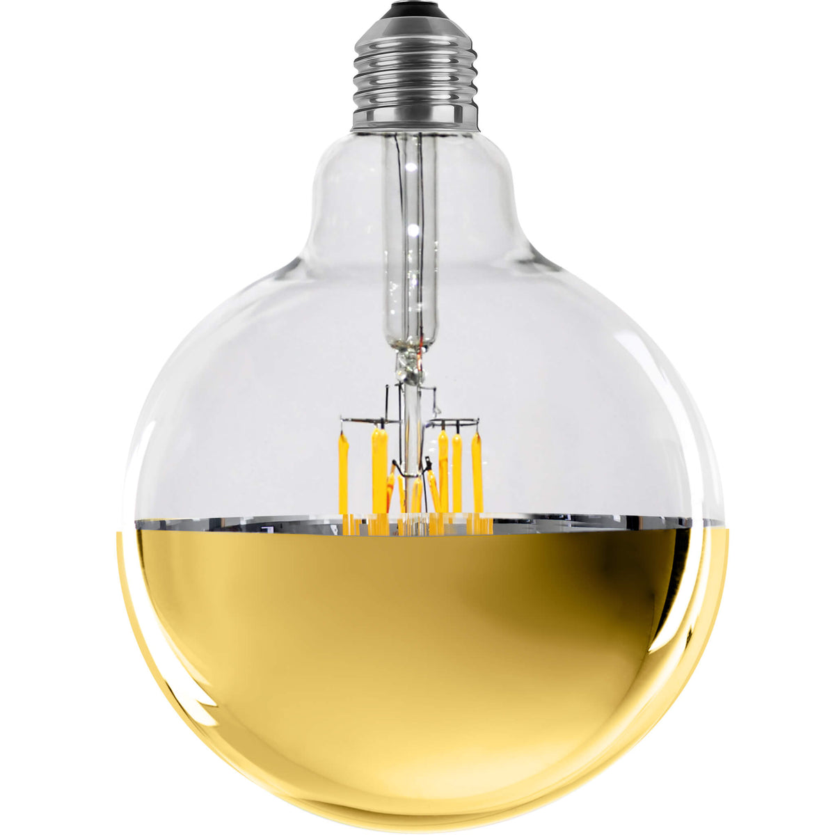 SEGULA LED Globe 125 Spiegelkopf golden – E27, 6,5 W, 2.700 K, dimmbar – Hauptbild