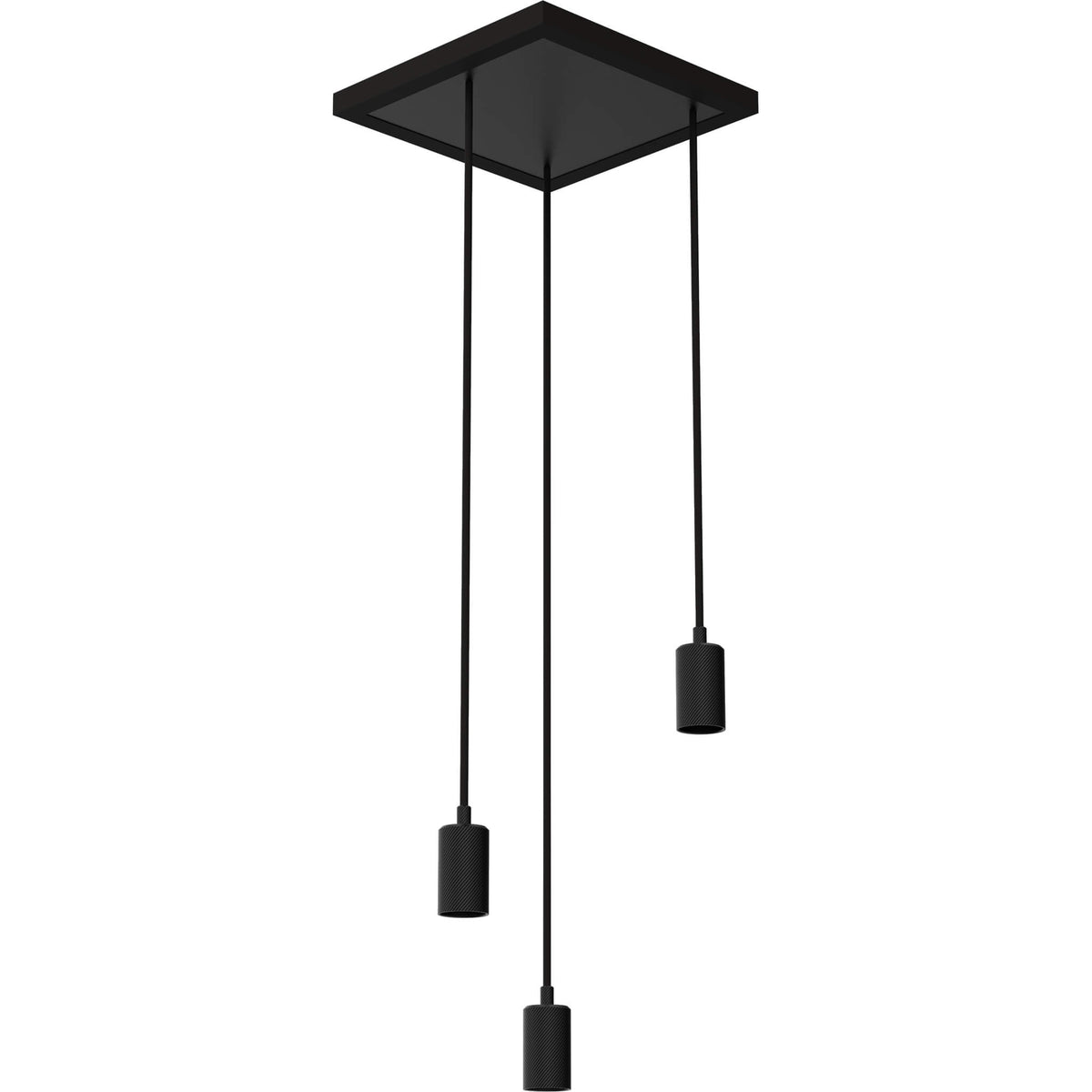 SEGULA Pendelleuchte MADOX SQUARE 3-WAVE schwarz – E27, 3x1,5m, Textilkabel schwarz – Hauptbild